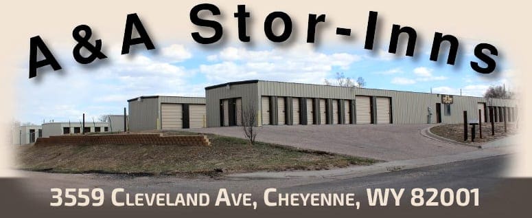 A & A Stor-Inns Storage Facility Banner with Address -  3559 Cleveland Ave, Cheyenne, WY 82001